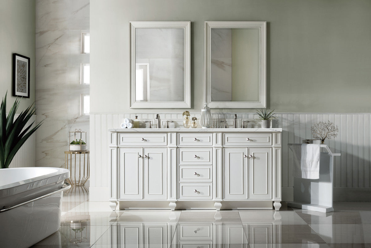Bristol 72" Double Vanity Cabinet, Bright White
