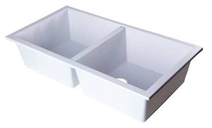 ALFI brand AB3420UM 34" Undermount Double Bowl Granite Composite Kitchen Sink