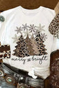 White Leopard Christmas Tree Graphic Tee – Festive & Fierce Crewneck