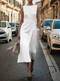 Round Neck Sleeveless Midi Sheath Dress
