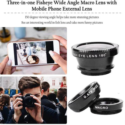 3-in-1 Smartphone Camera Lens Kit with Fisheye and Wide Angle