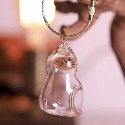 Cat Fur Memorial Keychain Transparent Pet Hair Keepsake Pendant