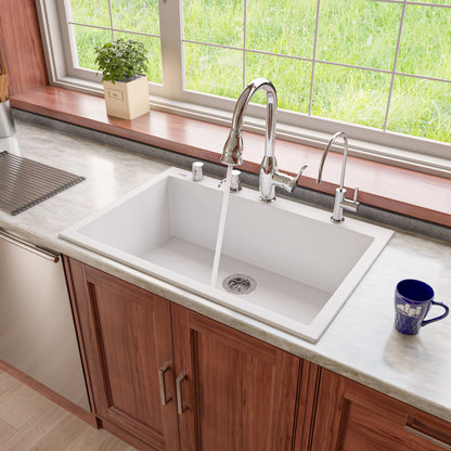 ALFI brand AB3322DI 33" Single Bowl Drop In Granite Composite Kitchen Sink