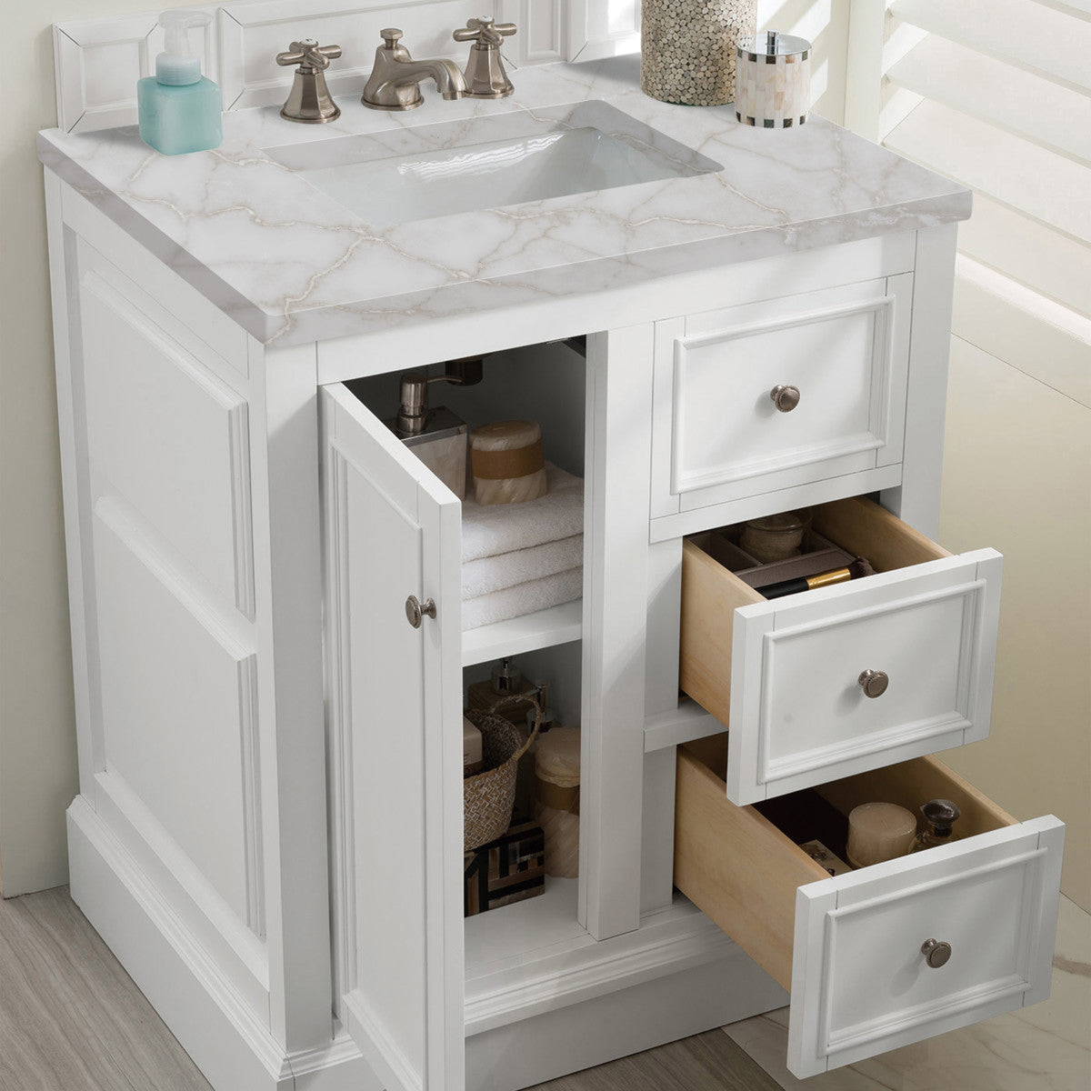 De Soto 30" Single Vanity Cabinet, Bright White
