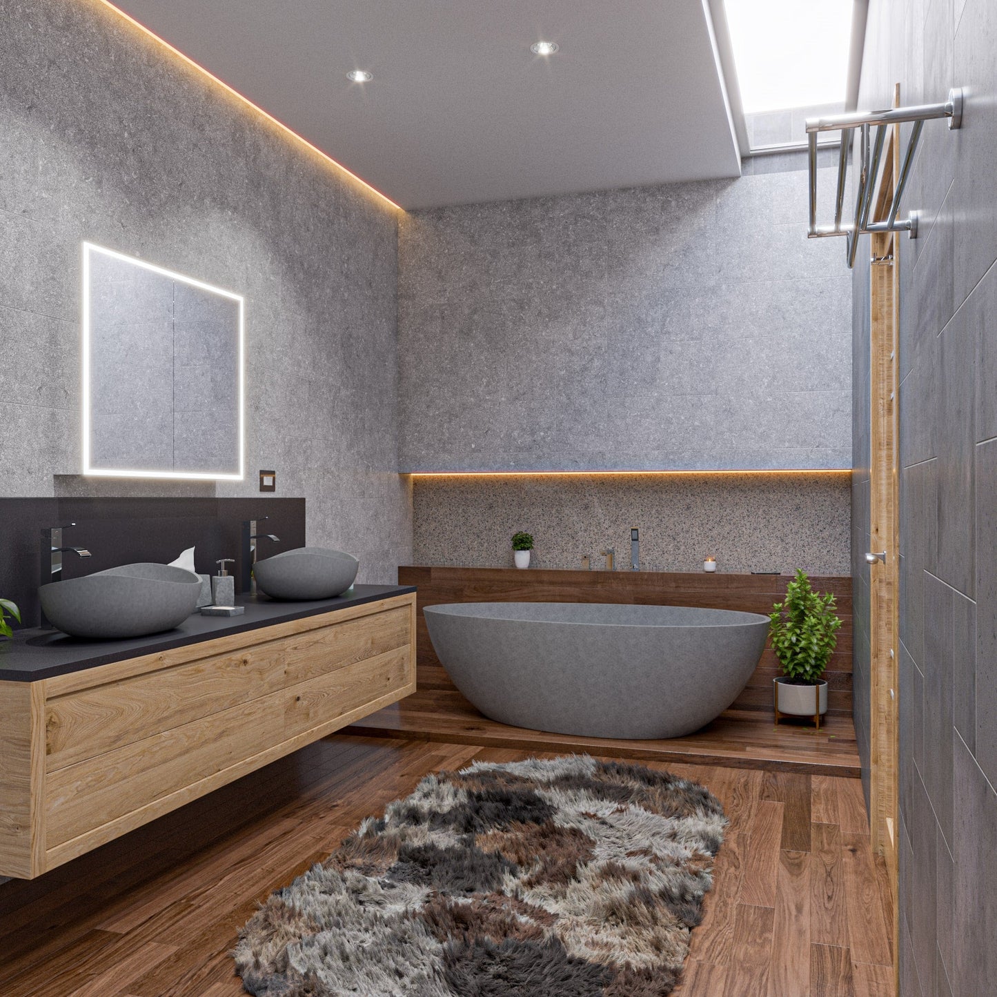 ALFI brand  ABCO72TUB 72" Solid Concrete Tear Drop Freestanding Bathtub