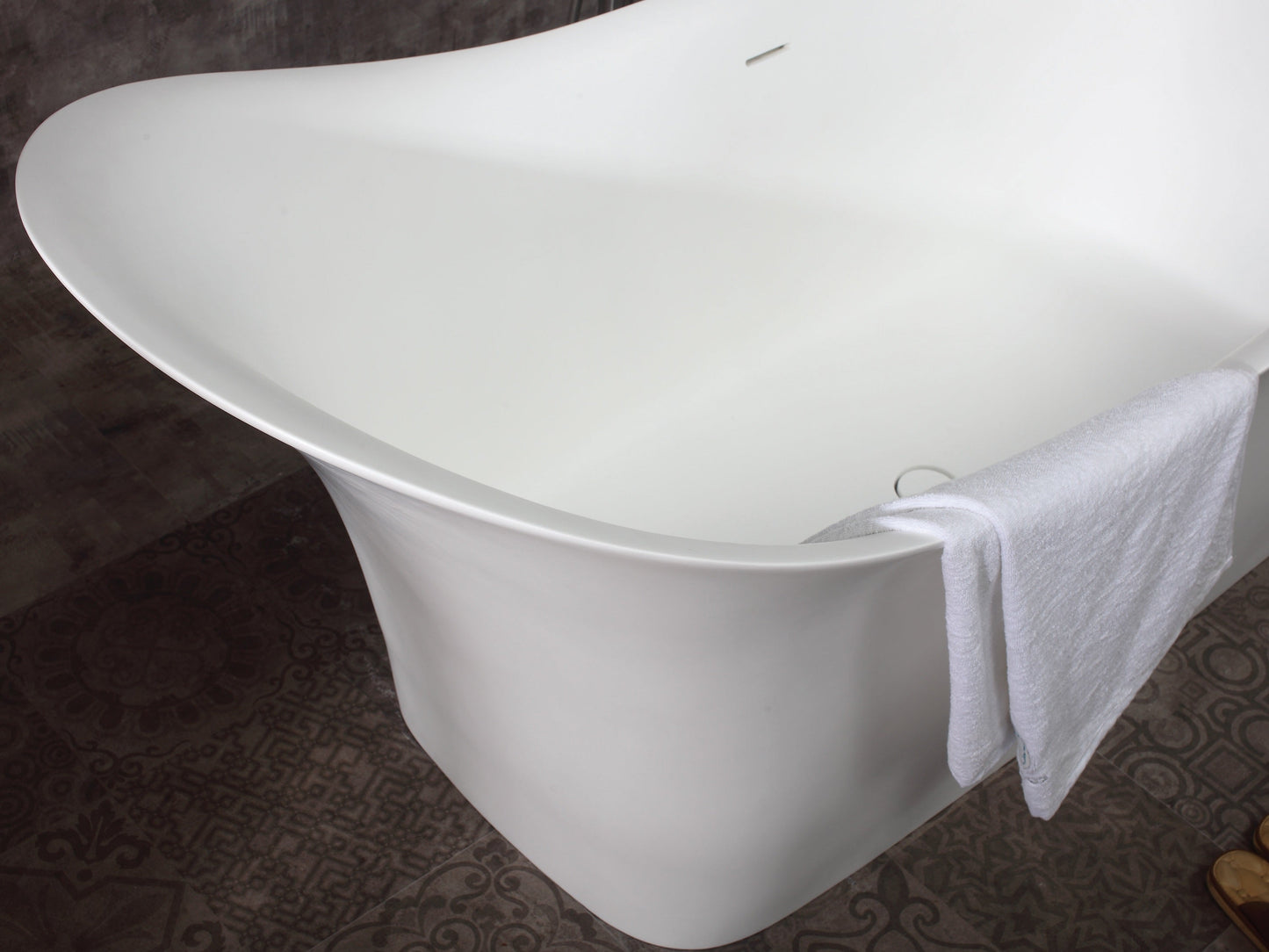 ALFI brand  AB9915 74" White Solid Surface Smooth Resin Soaking Slipper Bathtub