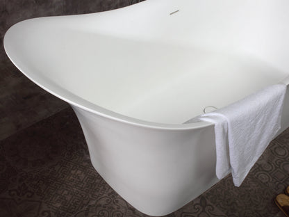 ALFI brand  AB9915 74" White Solid Surface Smooth Resin Soaking Slipper Bathtub
