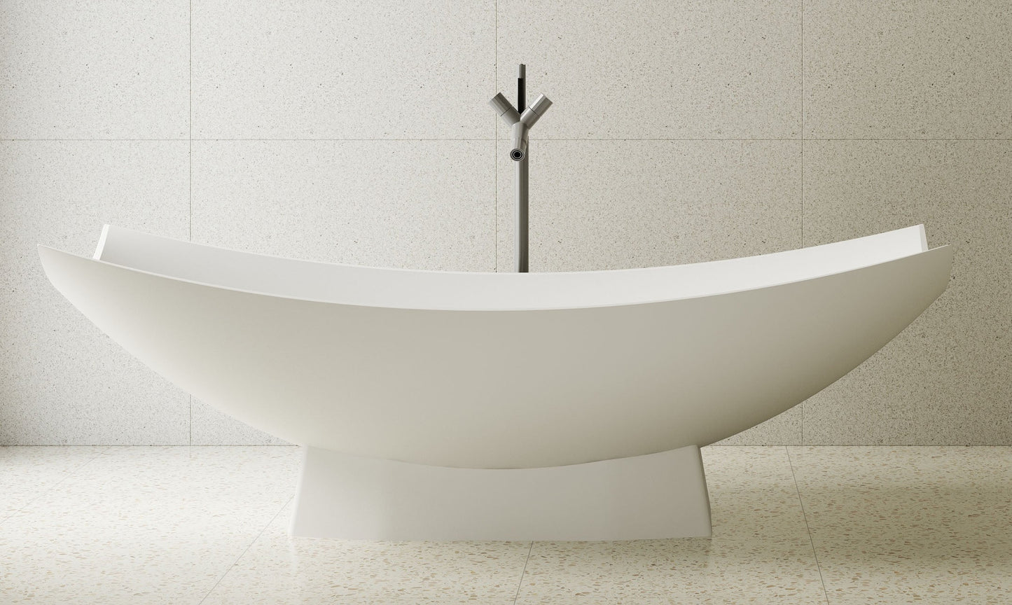 ALFI brand  AB9992 White Matte 71" Solid Surface Resin Free Standing Hammock Style Bathtub