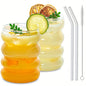 Set of 2 Cute 12oz Glass Cups with Accessories