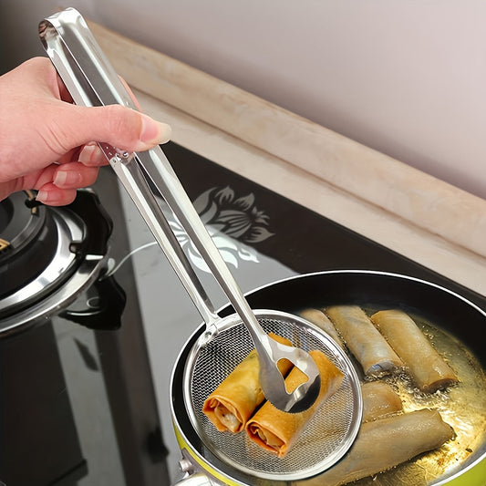HeatResistant Stainless Steel Strainer Tongs for Frying