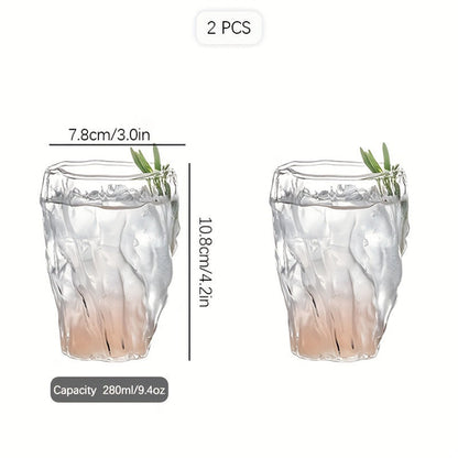 Elegant Tree Pattern Pleated Glass Cups - Set of 1/2/4 | Reusable