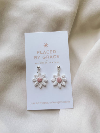 Placed by Grace - Mini Pink Daisy Dangle Earrings