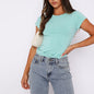Women's Solid Color Round Neck Short Sleeve Basic T-Shirt - Essential Wardrobe Staple