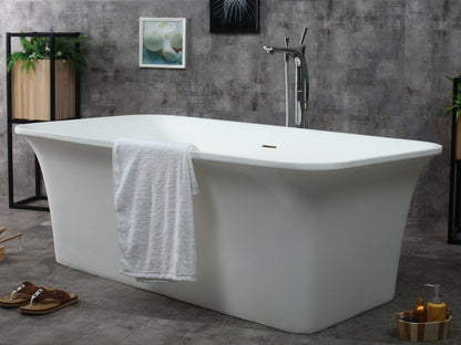 ALFI brand  AB9942 67" White Rectangular Solid Surface Smooth Resin Soaking Bathtub