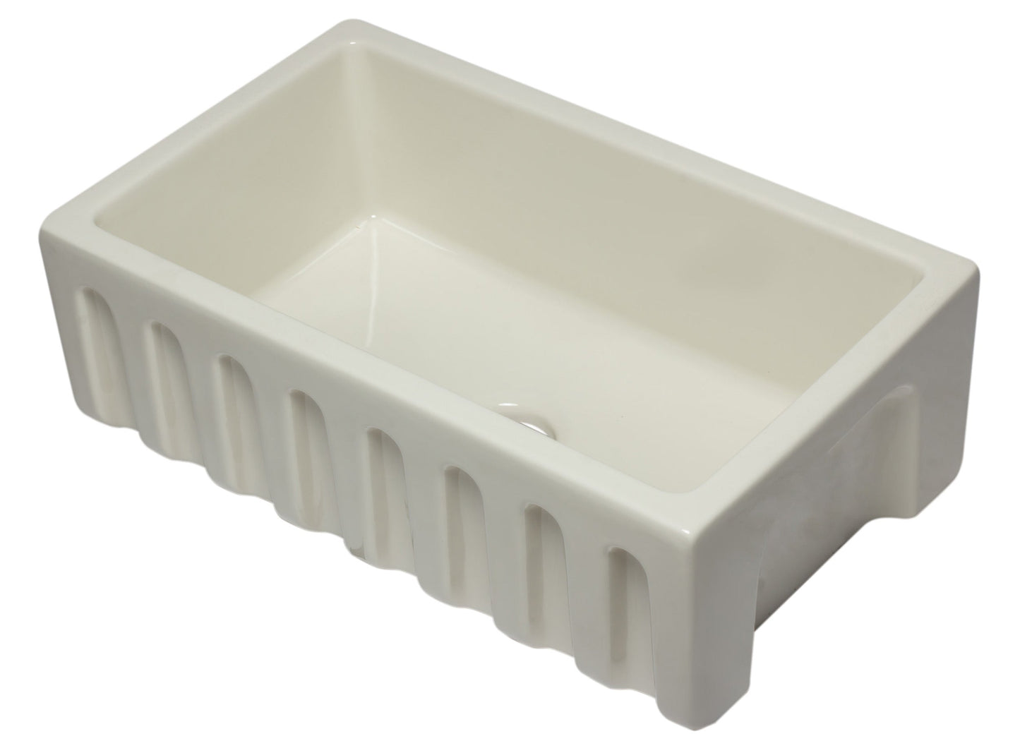 ALFI brand AB3018HS Reversible Smooth / Fluted Single Bowl Fireclay Farm Sink