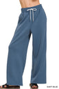 Zenana Scuba Drawstring Pants in Dusty Blue