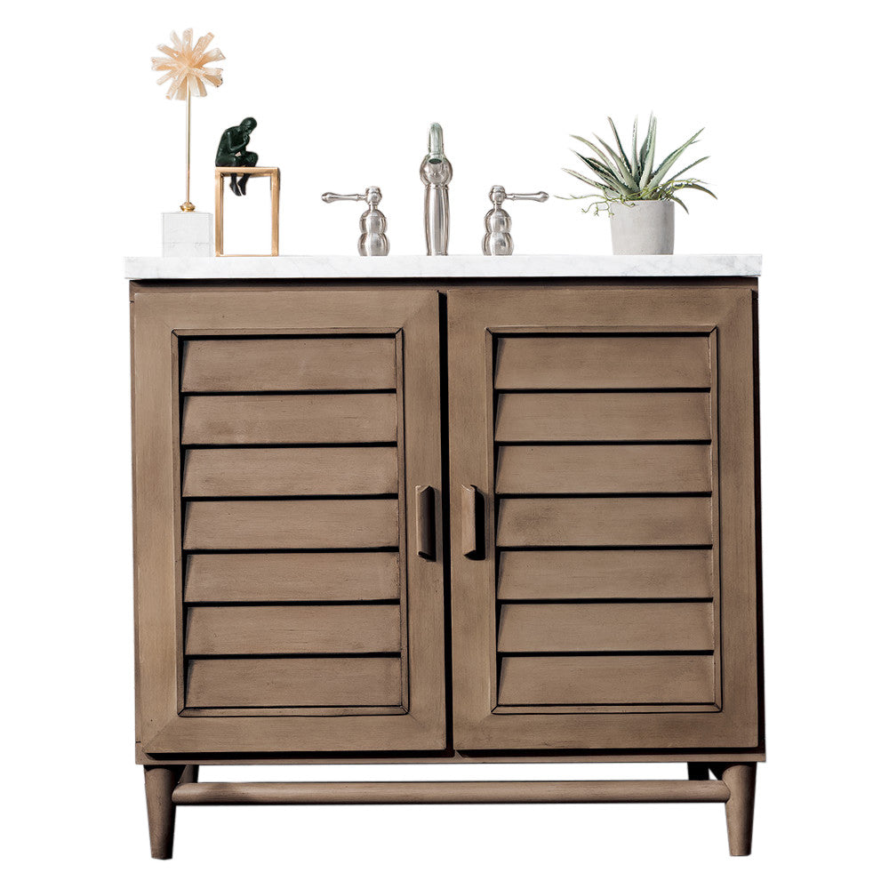 Portland 36" Single Vanity Cabinet, Whitewashed Walnut