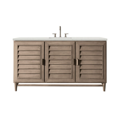 Portland 60" Single Vanity Cabinet, Whitewashed Walnut