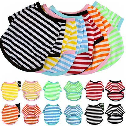 Stripe Spring Dog T-shirt Soft Small Medium Dog Puppy Clothing Shirt Vest Printed Pet Dog Puppy Vest T-shirt Dog Cloth