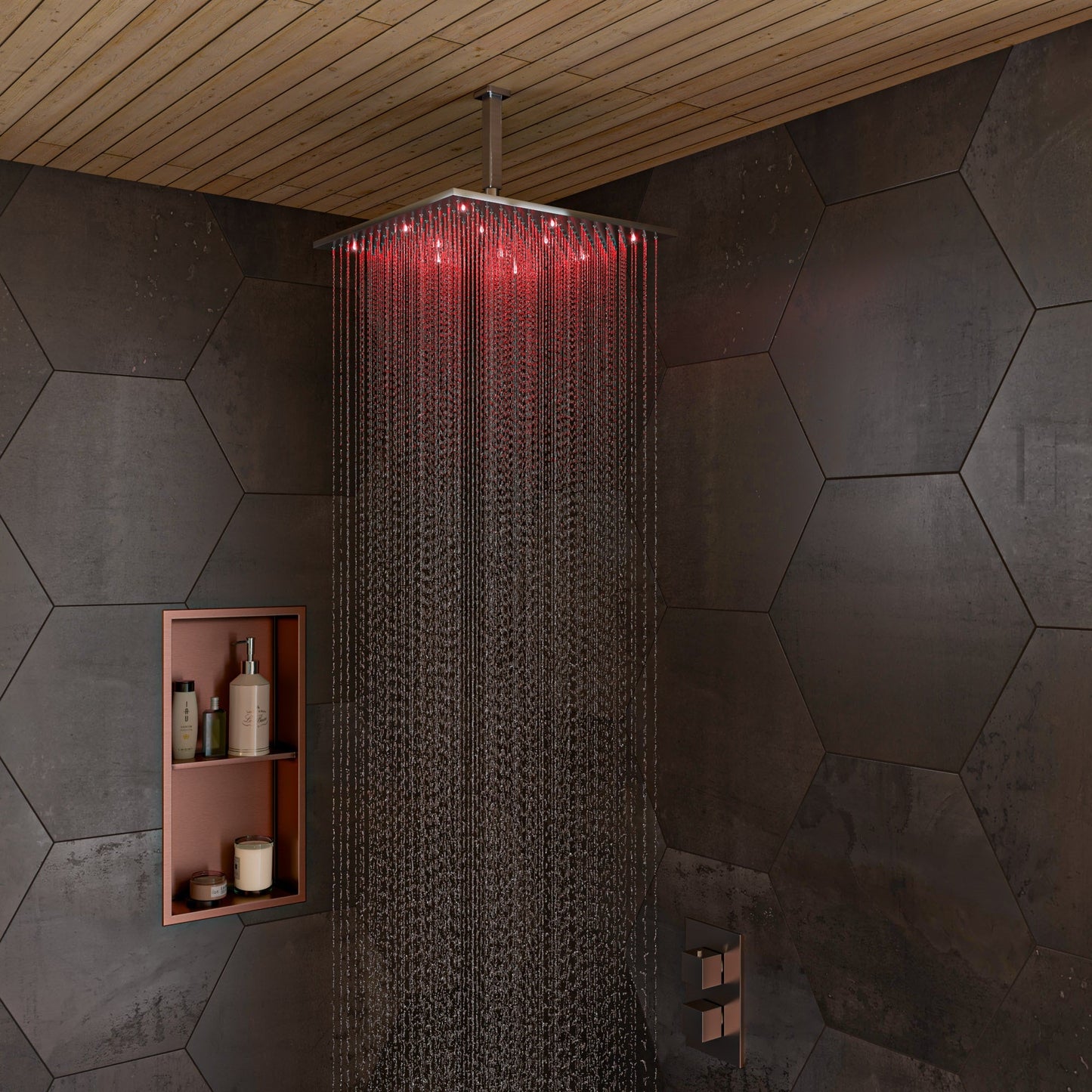 ALFI brand LED16S 16" Square Multi Color LED Rain Shower Head