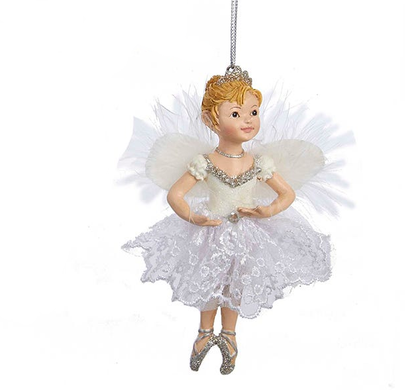 White and Silver Little Ballerina Ornament -