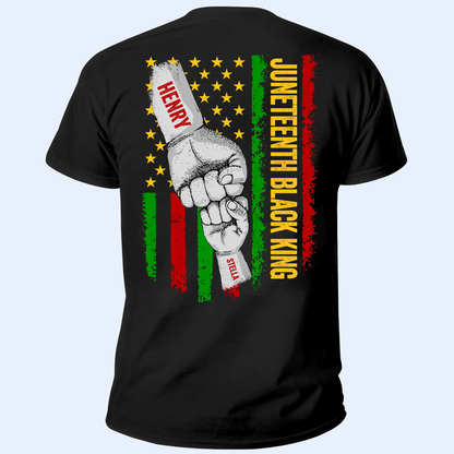 Dope Black Dad, African American Dad Raised Fist Bump - Personalized Custom Back Printed T Shirt - Celebrate Juneteenth, Father's Day Gift for Black King, Grandpa, Daddy, Dada, Dad Jokes