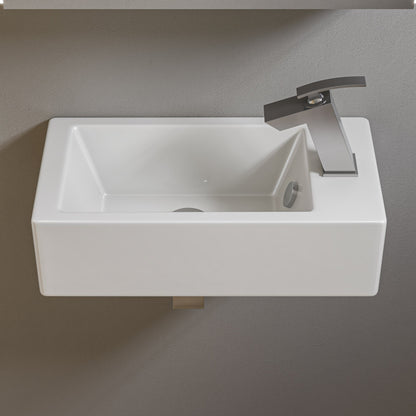 ALFI brand  ABC116 White 20" Small Rectangular Wall Mounted Ceramic Sink with Faucet Hole