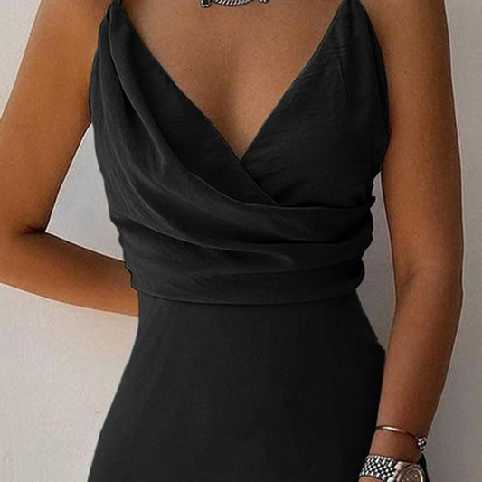 V-neck Slit Sling Dress - Summer Fashion Sexy Slim Suspender Dresses for Women