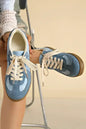 Dusk Blue Suede Sneakers - Two-Tone Lace-Ups - Wholesale Comfort Shoes