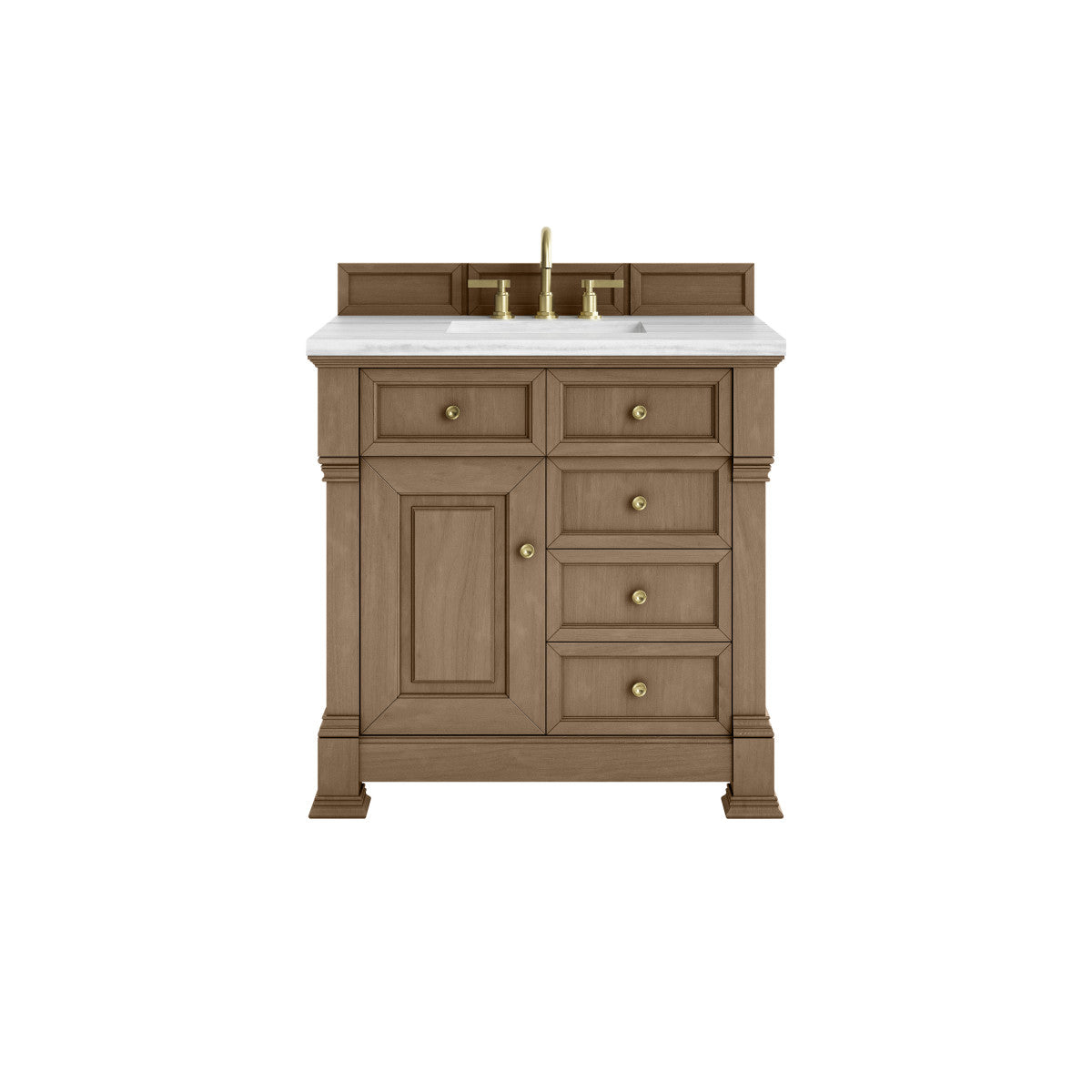 James Martin 547-V36 Brookfield 36” Single Vanity – Black Onyx / Honey Oak / Pearl Charcoal