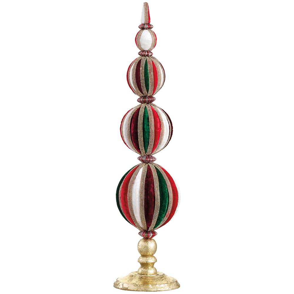Christmas Carousel Collection - 20" Diamond Velvet Ball Table Top Red Green