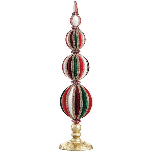Christmas Carousel Collection - 20" Diamond Velvet Ball Table Top Red Green