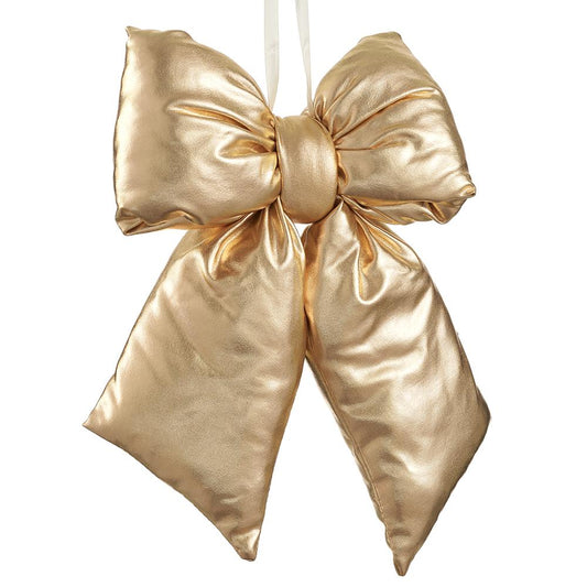 Christmas Carousel Collection - 9.5" Metallic Bow Ornament  Gold