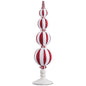 Candy Cane Lane - 21" Raffia Ball Table Top  Finial -  Red White