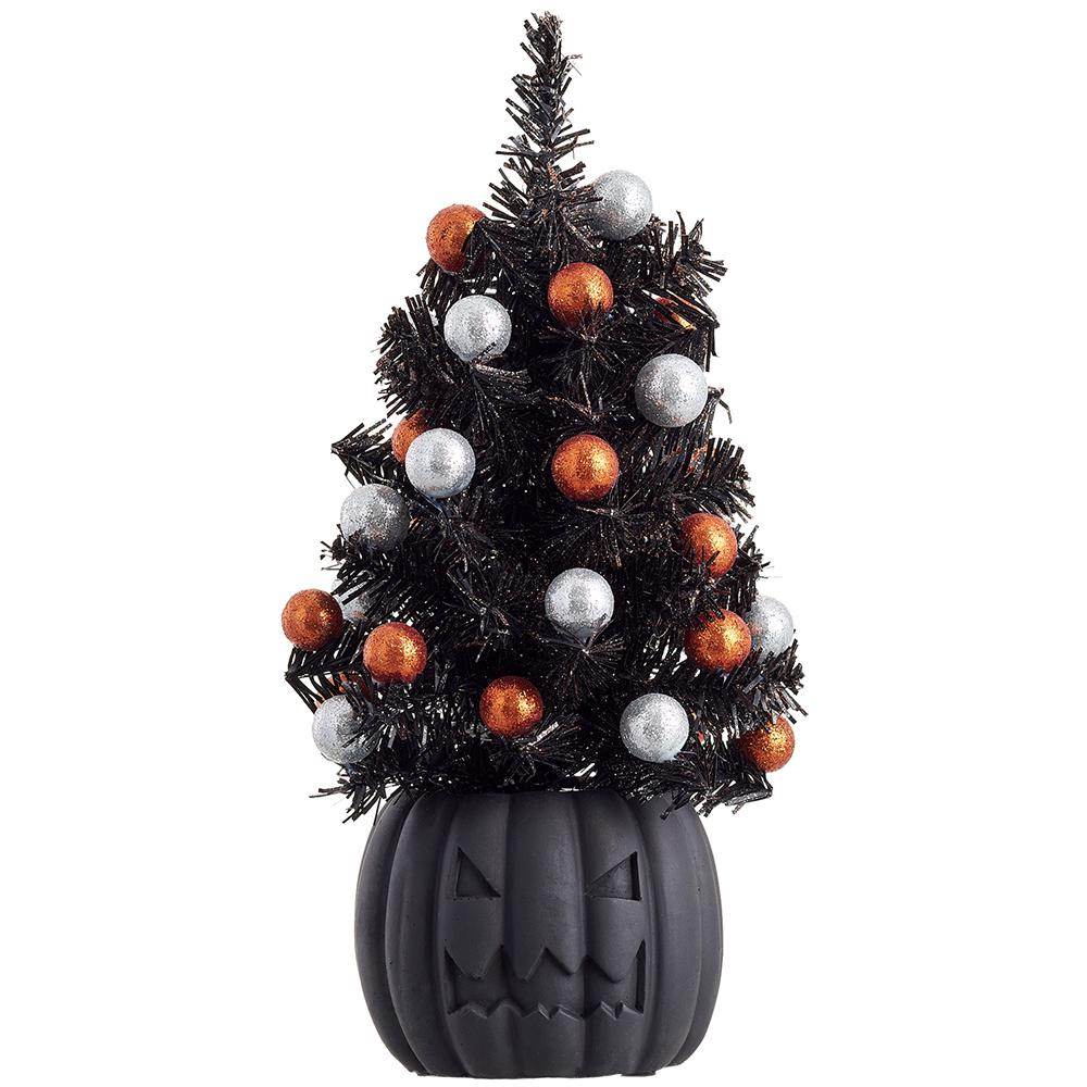 12" PVC Ball Tree in Jack-O-Lantern Black Mixed