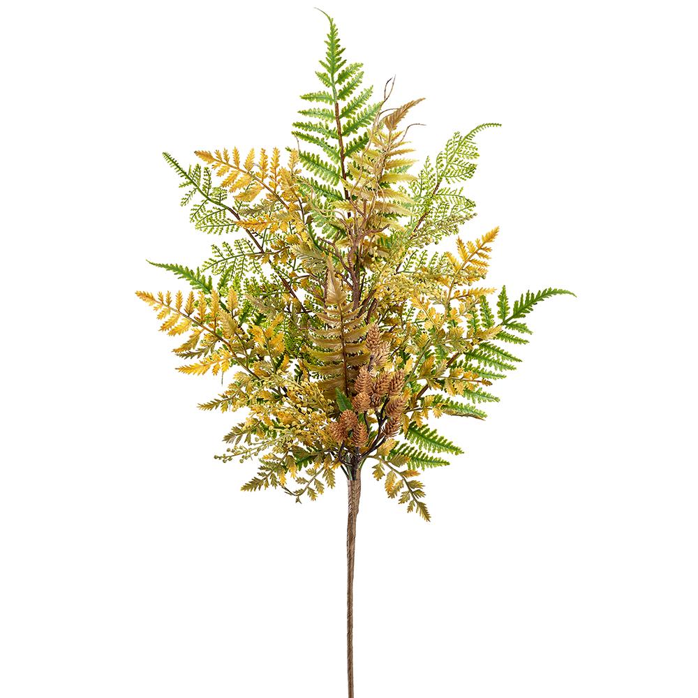 28" Fern Pine Cone Spray Tan Green