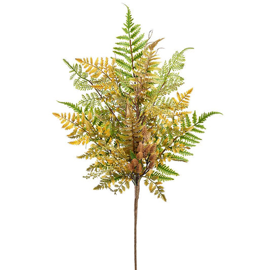 28" Fern Pine Cone Spray Tan Green