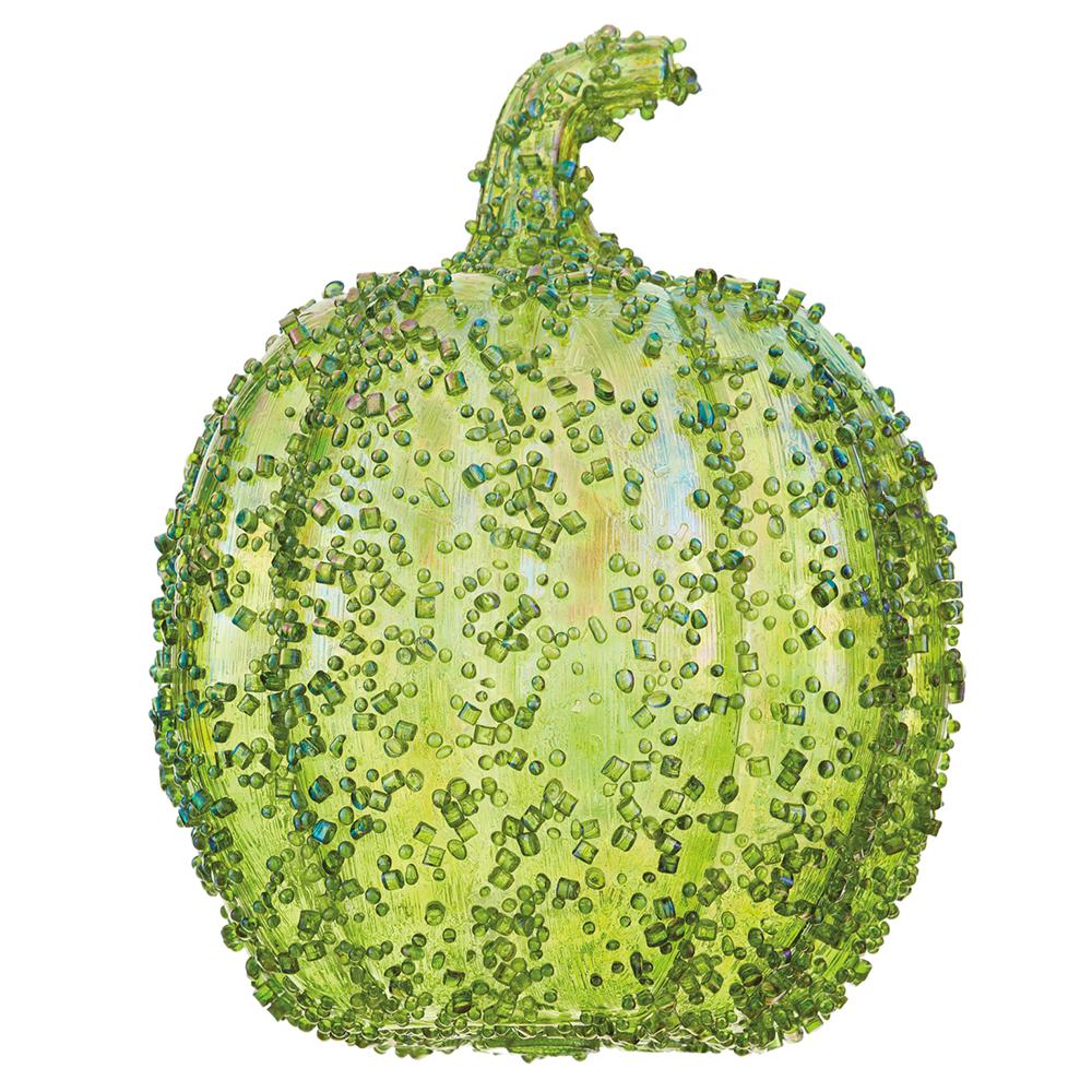 Halloween Carnival - 7.5" Beaded Pumpkin Green