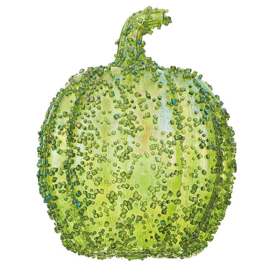 Halloween Carnival - 7.5" Beaded Pumpkin Green