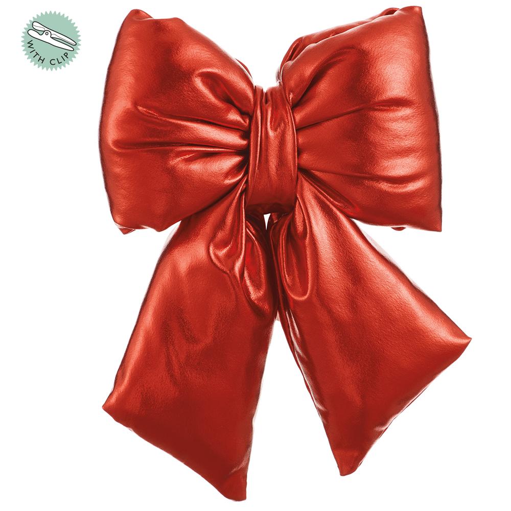 8" Metallic Bow With Clip  Red