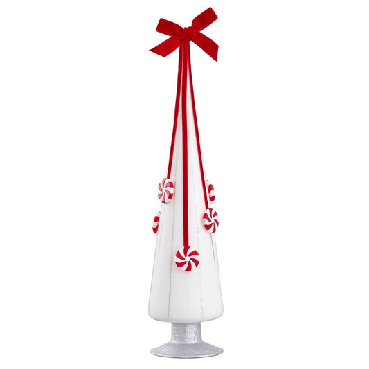 Candy Cane Lane - 18" Candy Glass Finial Table Top - White Red