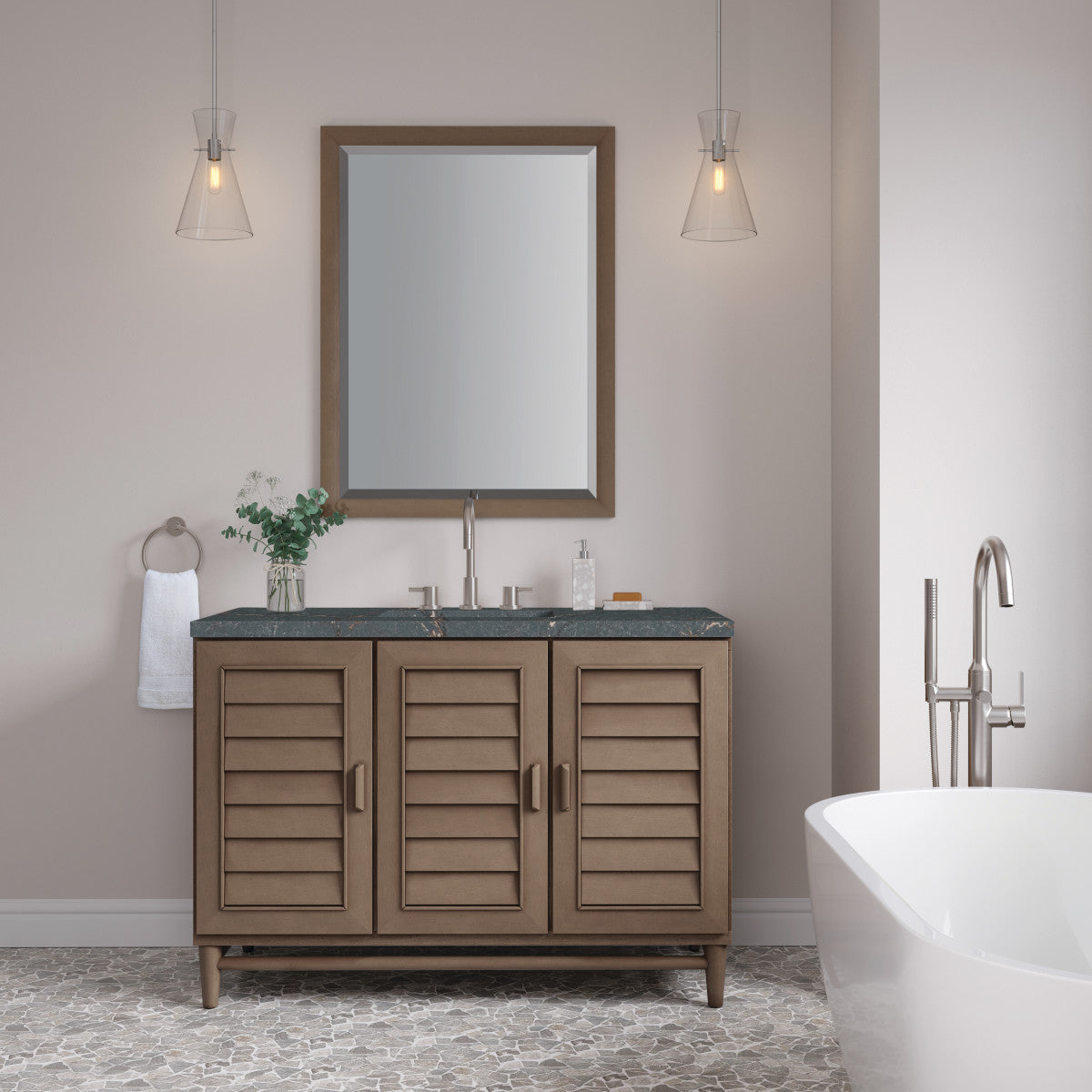 Portland 48" Single Vanity Cabinet, Whitewashed Walnut