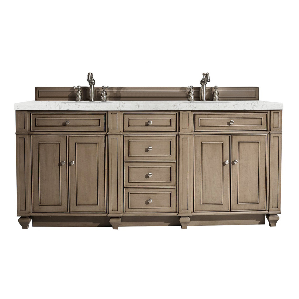 Bristol 72" Double Vanity Cabinet, Bright White