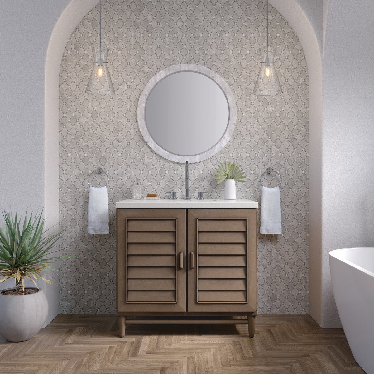 Portland 36" Single Vanity Cabinet, Whitewashed Walnut