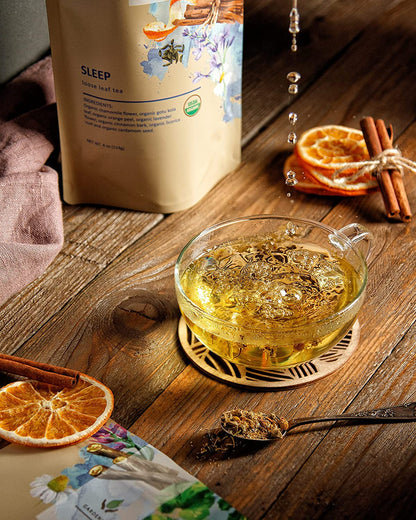 Sleep Calm Loose Leaf Herbal Tea with Chamomile, USDA Organic, Kosher, Caffeine Free - 4 oz (114g)