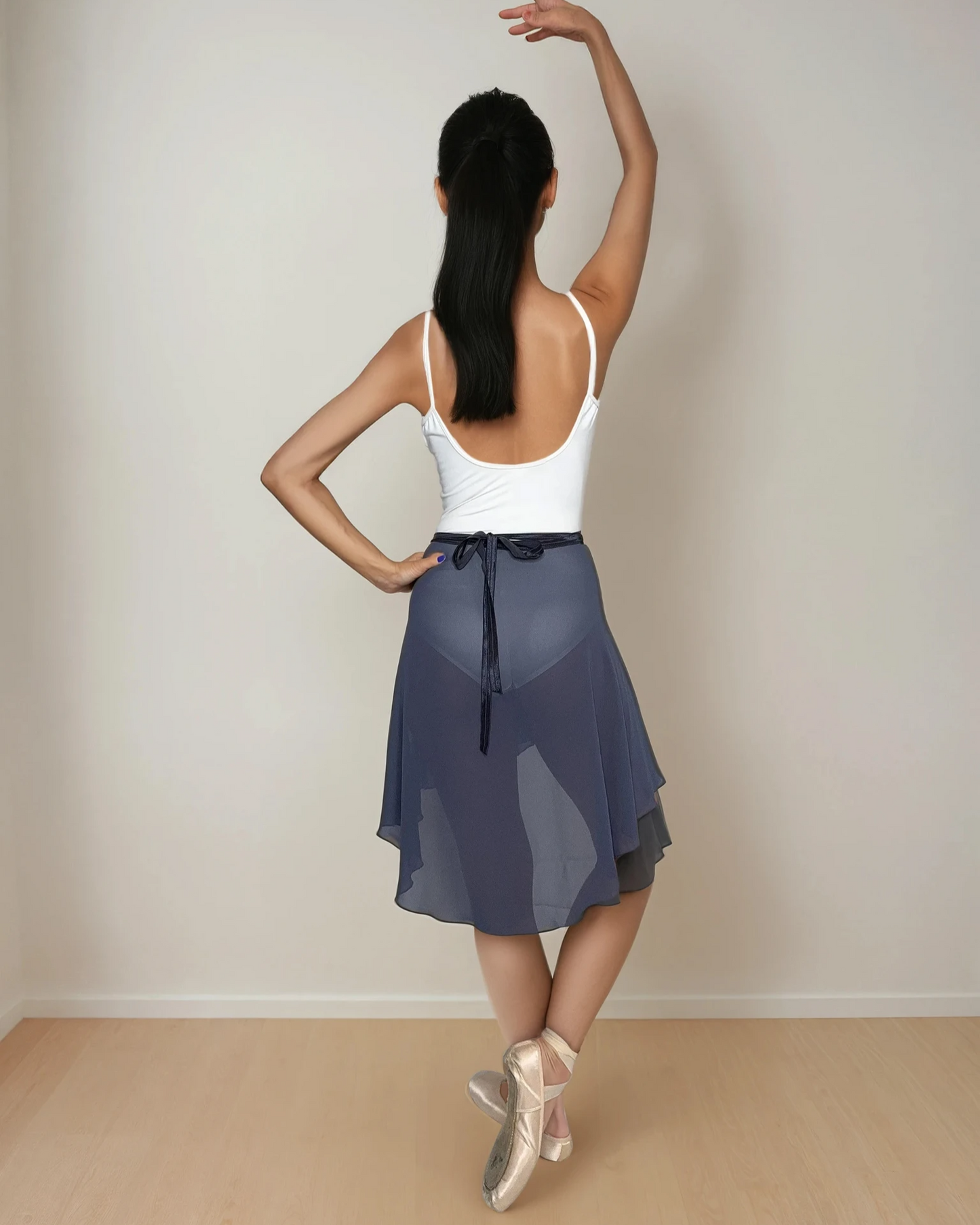 Limited Edition Charcoal Blue Chiffon Ballet Wrap Skirt - Contemporary