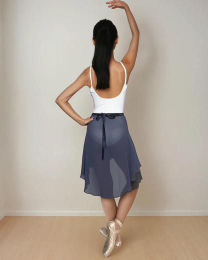 Limited Edition Charcoal Blue Chiffon Ballet Wrap Skirt - Contemporary