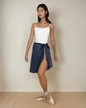 Limited Edition Charcoal Blue Chiffon Ballet Wrap Skirt - Contemporary