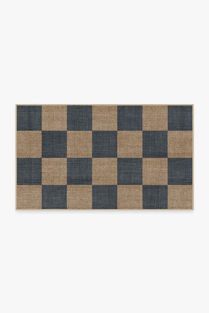 Checkerboard Soft Navy Re-Jute Rug | Home Decor | Kitchen + Metal