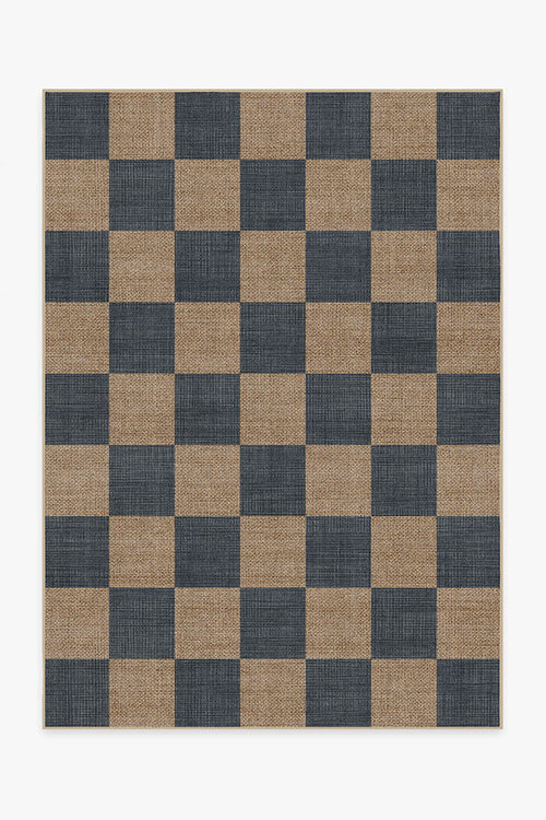 Checkerboard Soft Navy Re-Jute Rug | Home Decor | Kitchen + Metal
